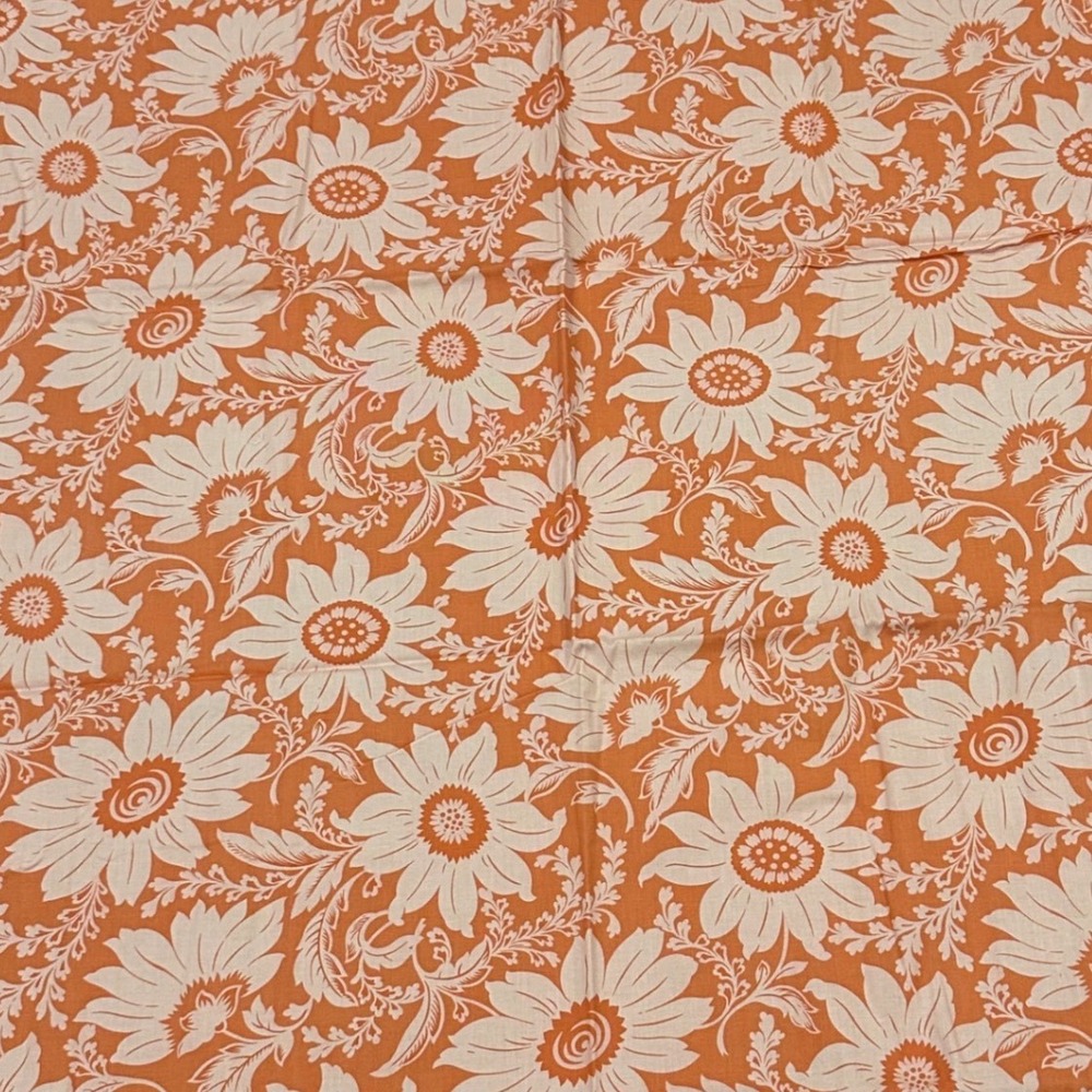 Amy Butler Charm Sunflower Floral Cotton Fabric 2 Yards Orange Pink Boho Retro